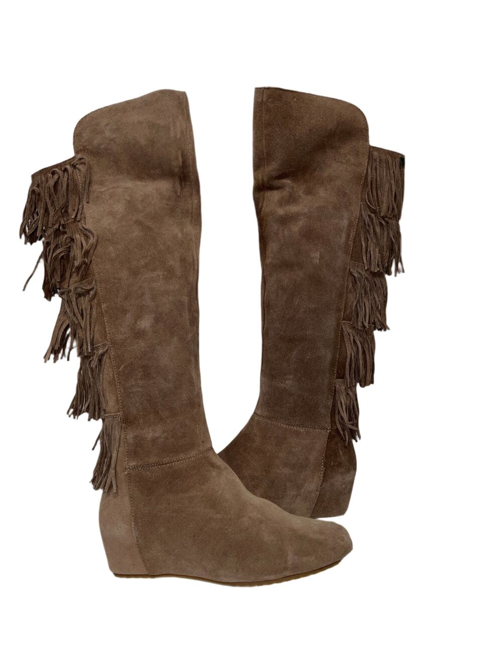 ISOLA Women's Tavora Tall Fringe Boot 8M Havana Brown Suede Leather